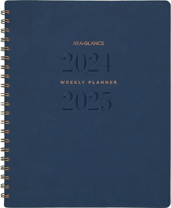 AT-A-GLANCE Planner 2024-2025 Academic, Weekly & Monthly, 8-1/2" x 11", Large, Monthly Tabs, Flexible Cover, Signature Collection, Navy (YP905A20)